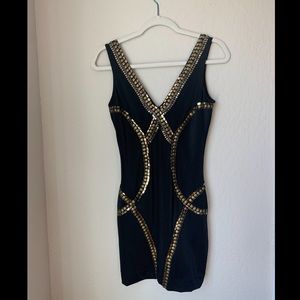 Bebe body con dress witb metallic beading